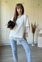 Modal White T-Shirt with Lace Detail on the Back and Sleeves - 5