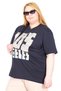 Mode XL Real Big Size Women's T-Shirt Bis Collar Los Angeles U26117 Navy Blue - 3