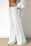 Women's White Linen Fabric High Waist Wide Leg Palazzo Trousers - 4