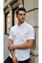 Short Sleeve Buttoned Single Pocket Cotton Men's Shirt