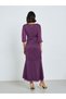 Purple 3/4 Sleeves Frill Maxi Dress - 5