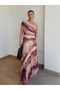 Pink Tie-Dye Patterned Single Sleeve Tulle Dress - 10610