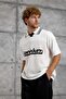 Men's T-Shirt Sonixium Written Polo Collar White Oversize Printed Knitwear - 2