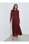 Red Floral Lace A-Line Maxi Dress - 3
