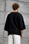 Men's T-Shirt Gst Fakir Kol Black Oversize Linen Crew Neck - 4