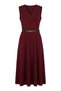 Buttoned Short Sleeve Belted Gilet Dress 5095-07 Claret Red - 4