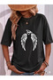 Women's Angel Wing Printed Oversize T-Shirt Loose Fit