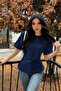 Women's Basic T-Shirt with Lace-Up Waist Detail - 2