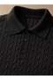Men's Black Hair Braid Patterned Knitwear Polo T-Shirt - 3