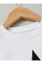 White Star Print Round Neck T-Shirt - 4