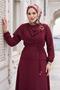 Ayrobin Suit with Buckle Detailed Skirt Claret Red Hm2913 - 8