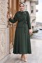 Ayrobin Suit with Buckle Detailed Skirt Khaki Hm2913 - 5