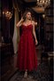 Women's Rope Strap V-Neck Long Crepe Evening Dress with Pearl Detail, Special Occasion, Wedding-Invitations, Graduation