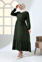 Women's Hijab Long Sleeve Belted Casual Stylish Dress - 3