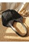 Women's Black Textured Snap Fastener Shoulder Bag - with Internal Compartment (42X41 cm) - 3