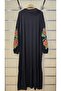 Combed Cotton Dress with Long Sleeves and Embroidered Sleeves - 6
