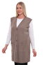 Women's Buttoned Pocketed V-Neck Casual Summer Combed Cotton Mother Long Vest - 3