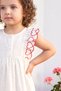 Girl's Dress with Heart Embroidery and Gathered Skirt in Ecru - 3