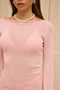 Lenthe Boat Neck Pink Mini Knitwear Dress - 7