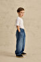 Cross-Waisted Bomb Denim Trousers Navy Blue - 4