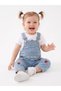 Soft Cotton Strawberry Detailed Pocketed 2-Piece Baby Girl Salopet Set - 2
