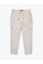 Beige Carrot Fit 100% Linen Canvas Trousers 50320846-Vr011 - 5