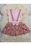 Girl's Bowknot Bee Printed Salopet Dress T-Shirt Summer 2-Piece Set - 4