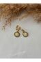 Navy Blue & White Stone Star Detailed Steel Earrings - 3