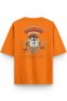 Women's / Men's Semi Oversize T-Shirt Monster Back Print Orange T-Shirt 1392