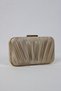 Women's Skin Gold Pleated Evening Dress Handbag Chain Strap Clutch - 2
