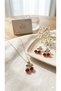 Women's Gold Color Cherry Figured 3-Piece Jewelry Set (Necklace & Earrings) - 3