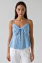 Women's Linen-Like Blouse with Bow Detail on the Front and Adjustable Thin Straps - 3