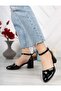 İremsu 5 cm Heeled Closed Toe Classic Women's Heeled Shoes Black-Patterned - 4