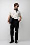 Black Relaxed Fit Belted Men's Trousers - 3