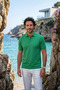 Men's Polo Collar Corn Cotton Short Sleeve Buttoned Embossed Detailed Kagi Green T-Shirt - 5311
