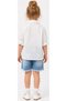 Girl's Scalloped Button Closure Elastic Sleeve Shirt Slim Fit T-Shirt Scalloped Lined Shorts White Color Three-Piece Set - 2