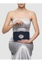 Navy Blue Color Z.A.R.A. Satin Crystal Stone Embroidered Chain Women's Evening Dress Bag Wedding Engagement Graduation
