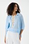 Women's Mercerized Short Sleeve Mesh Polo Collar Spring Summer Cardigan - 8