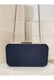 Navy Blue Color Z.A.R.A. Satin Gold Detail Crystal Stone Embroidered Chain Women's Evening Dress Bag Wedding Engagement Graduation - 5