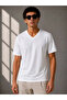 Men's V-Neck Basic T-Shirt Short Sleeve Summer Regular Fit T-Shirt - White - 2