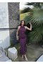 Women's Halter Neck Polka Dot Degaje Collar Drawstring Detailed Midi Length Dress - 6