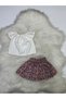 Baby Girl 2-Piece Set Madonna Collar White Blouse & Crispy Floral Patterned Skirt Set - 6