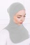 Ninja Bonnet with Neck Collar Lycra Sports Bonnet - Women's Ready-To-Wear Practical Hijab Headscarf-Light Gray - 6
