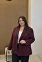Plus Size Women's Oversized Lined Blazer Jacket - Mulberry