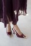 Rose Women's Accessory Detail Patent Leather Heeled Shoes Burgundy
