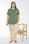 Green Floral Print Short Sleeve Plus Size 100% Cotton Pajama Set – Relaxed and Comfortable Loungewear for Home - 2