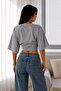 Asymmetrical Waist-Fitted 97% Cotton Bat Sleeve Blouse - 3