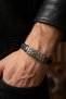 Men's Black Leather Bracelet with Steel Stone Pattern Detail, Black Hair Braid Leather Magnetic Lock Bracelet - 3