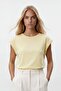 Butter Yellow Crew Neck Pearl Embellished Sleeveless Blouse Alc-X13522