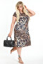 Plus Size Viscose Dress Leopard Pattern Short Sleeve Flexible Comfortable Summer Casual Women's Dress